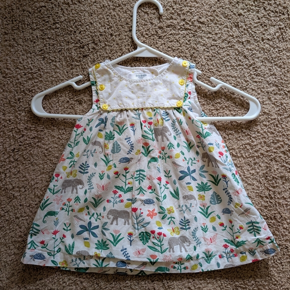 Baby Boden Other - Baby Boden White Dress with Colorful Animal and Floral Print